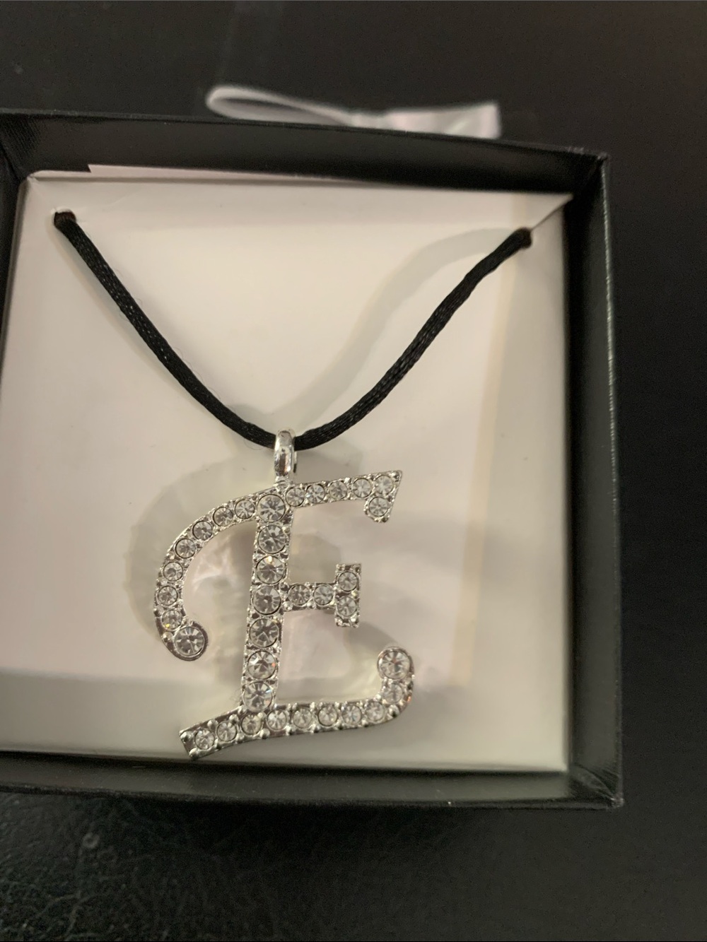 Crystal Letter E Pendant Necklace - Silver Tone